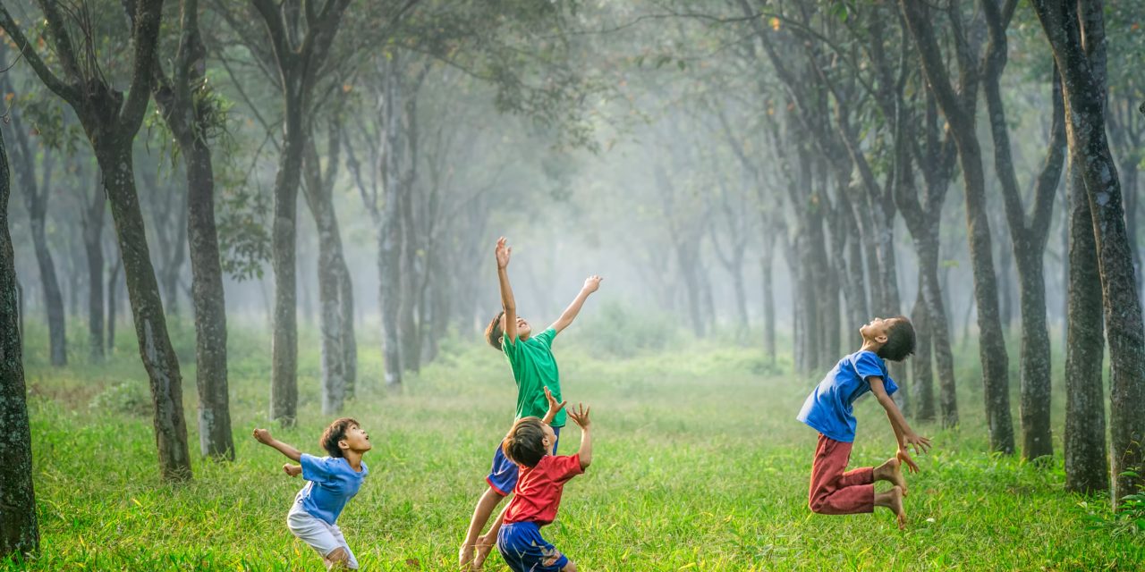 Children playing in a field